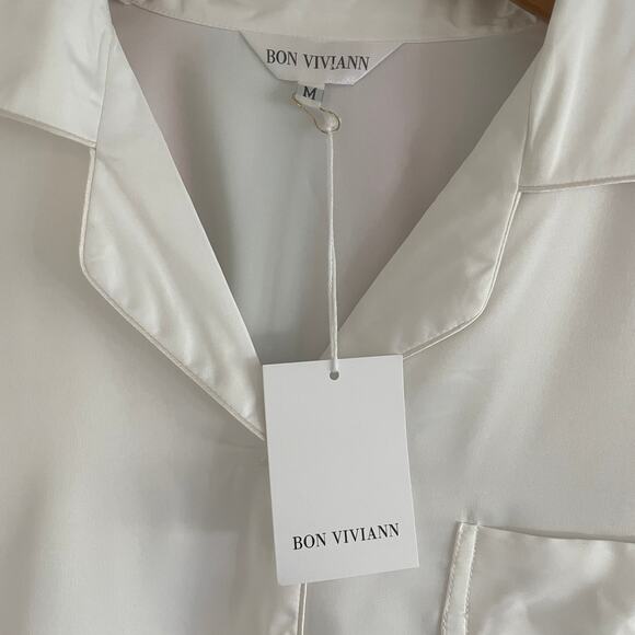 Bon Viviann x Daydreamer Cloud Feather Trim Satin Pajama Set – NWT, Medium - Picture 5 of 11